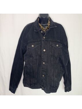 ZARA MAN Distressed Leopard Denim Jacket